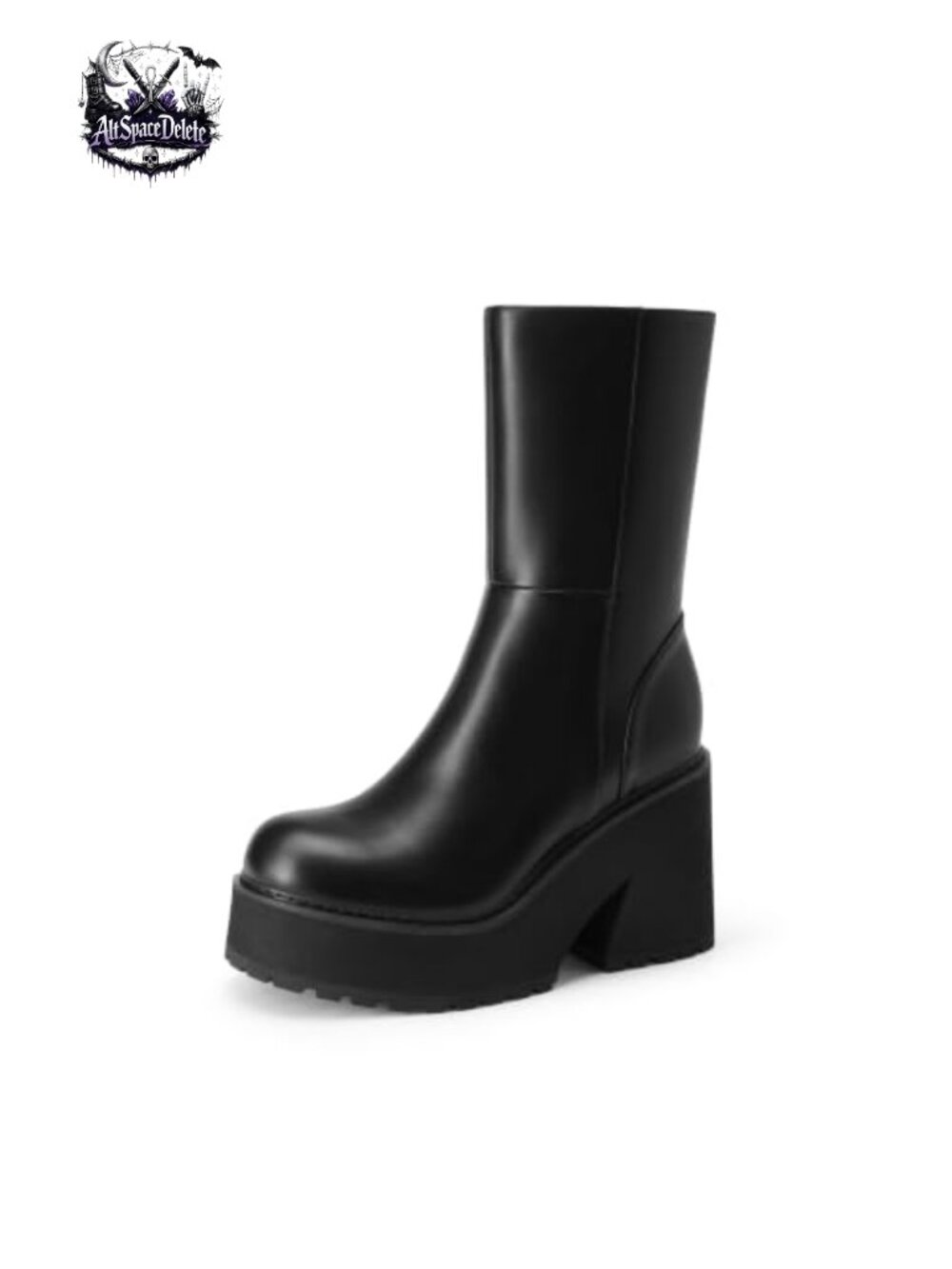 Women's Faux Leather Platform Ankle Booties Zip-Up Chunky Heel Boots